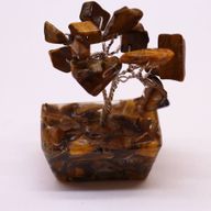 Mini Arbre de Pierres Précieuses sur Base d'Orgonite - Œil du Tigre (15 pierres)