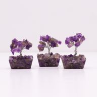 Mini Arbre de Pierres Précieuses sur Base d'Orgonite - Améthyste (15 pierres)