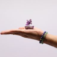 Mini Arbre de Pierres Précieuses sur Base d'Orgonite - Améthyste (15 pierres)