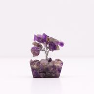 Mini Arbre de Pierres Précieuses sur Base d'Orgonite - Améthyste (15 pierres)