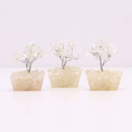 Mini Arbre de Pierres Précieuses sur Base d'Orgonite - Quartz de Roche (15 pierres)