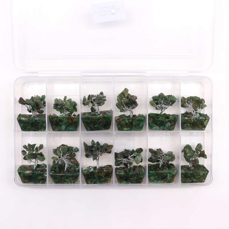 Mini Arbre de Pierres Précieuses sur Base d'Orgonite - Aventurine Verte (15 pierres)