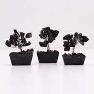 Mini Arbre de Pierres Précieuses sur Base d'Orgonite - Agate Noire (15 pierres)