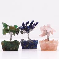 Mini Arbre de Pierres Précieuses sur Base d'Orgonite - Mélange Assorti (15 pierres)