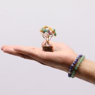 Mini Arbre en Pierres Précieuses sur Socle en Bois - Multi-pierres (15 pierres)