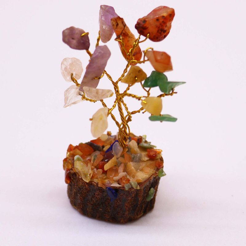 Mini Arbre en Pierres Précieuses sur Socle en Bois - Multi-pierres (15 pierres)