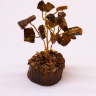 Mini Arbre en Pierres Précieuses sur Socle en Bois - Œil du Tigre (15 pierres)