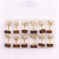 Mini Arbre en Pierres Précieuses sur Socle en Bois - Quartz de Roche (15 pierres)