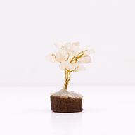 Mini Arbre en Pierres Précieuses sur Socle en Bois - Quartz de Roche (15 pierres)