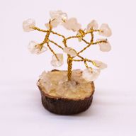 Mini Arbre en Pierres Précieuses sur Socle en Bois - Quartz de Roche (15 pierres)