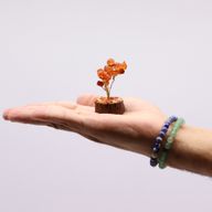 Mini Arbre en Pierres Précieuses sur Socle en Bois - Cornaline (15 pierres)