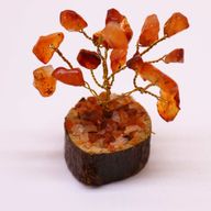 Mini Arbre en Pierres Précieuses sur Socle en Bois - Cornaline (15 pierres)