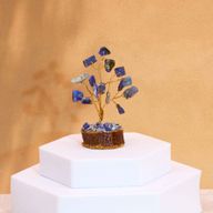 Mini Arbre en Pierres Précieuses sur Socle en Bois - Sodalite (15 pierres)