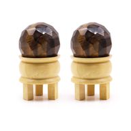 Boule de Guérison à Facettes en Pierres Précieuses & Support - Oeil de Tigre