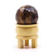 Boule de Guérison à Facettes en Pierres Précieuses & Support - Oeil de Tigre