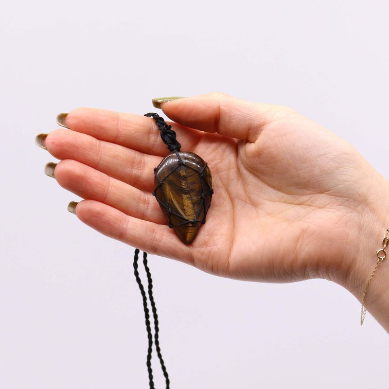 Pendentif en Forme de Goutte en Pierre Précieuse - Œil de Tigre