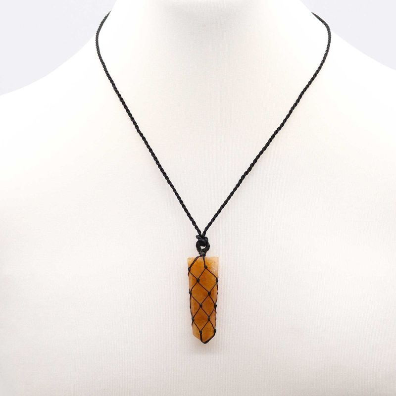 Pendentif en Pierre Précieuse Plate - Quartz Doré