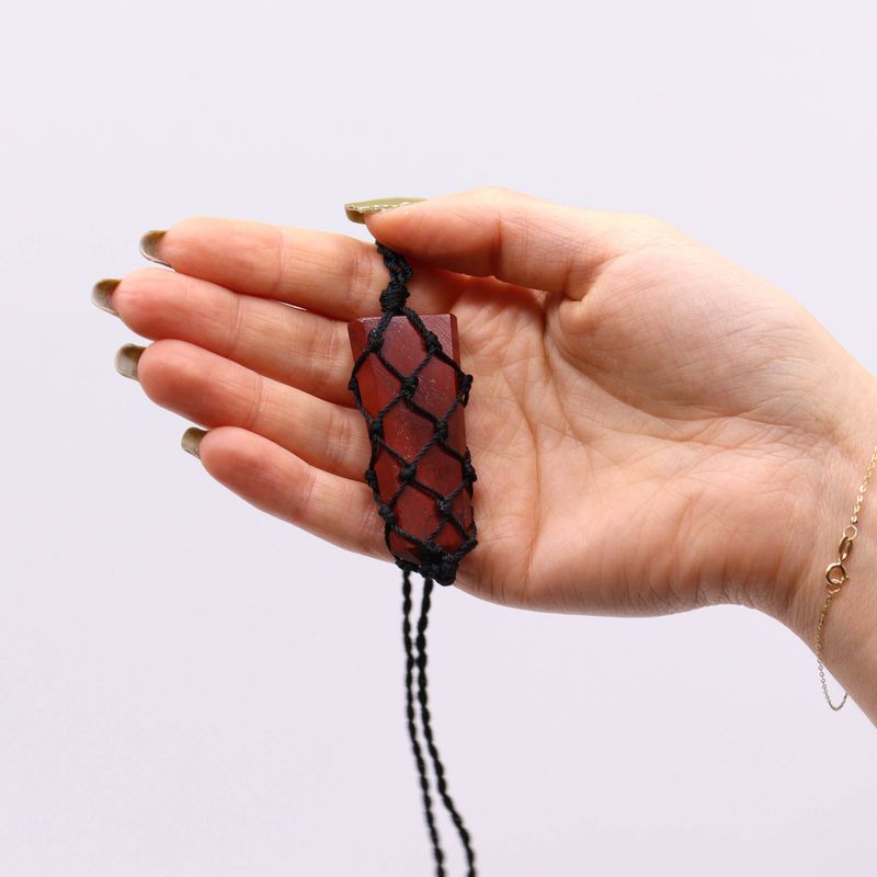 Pendentif en Pierre Précieuse Plate - Jaspe Rouge