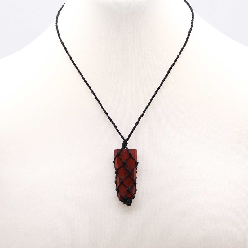 Pendentif en Pierre Précieuse Plate - Jaspe Rouge