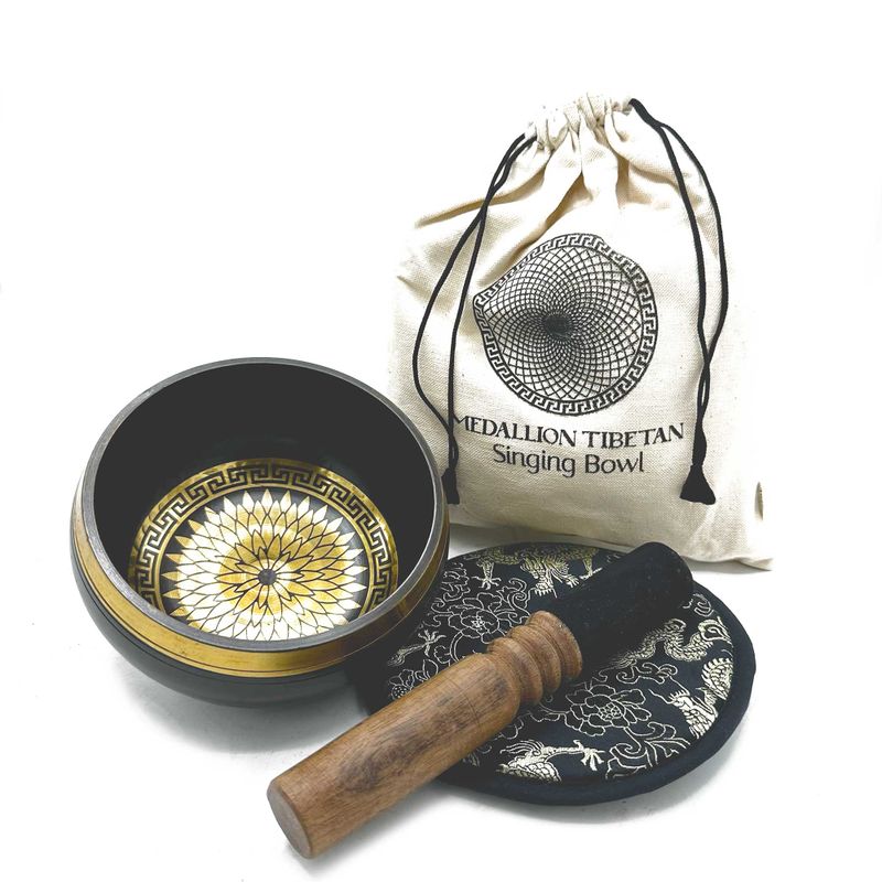 Coffret Cadeau Bol Chantant Gravé à la Main - 14cm - Médaillons Ronds