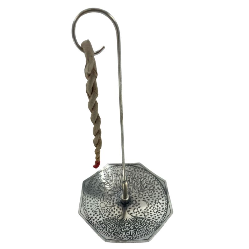 Set d'Encens en Corde & Porte-Encens en Métal Argenté - Arbre de Vie