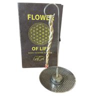 Set d'Encens en Corde & Porte-Encens en Métal Argenté - Fleur de Vie