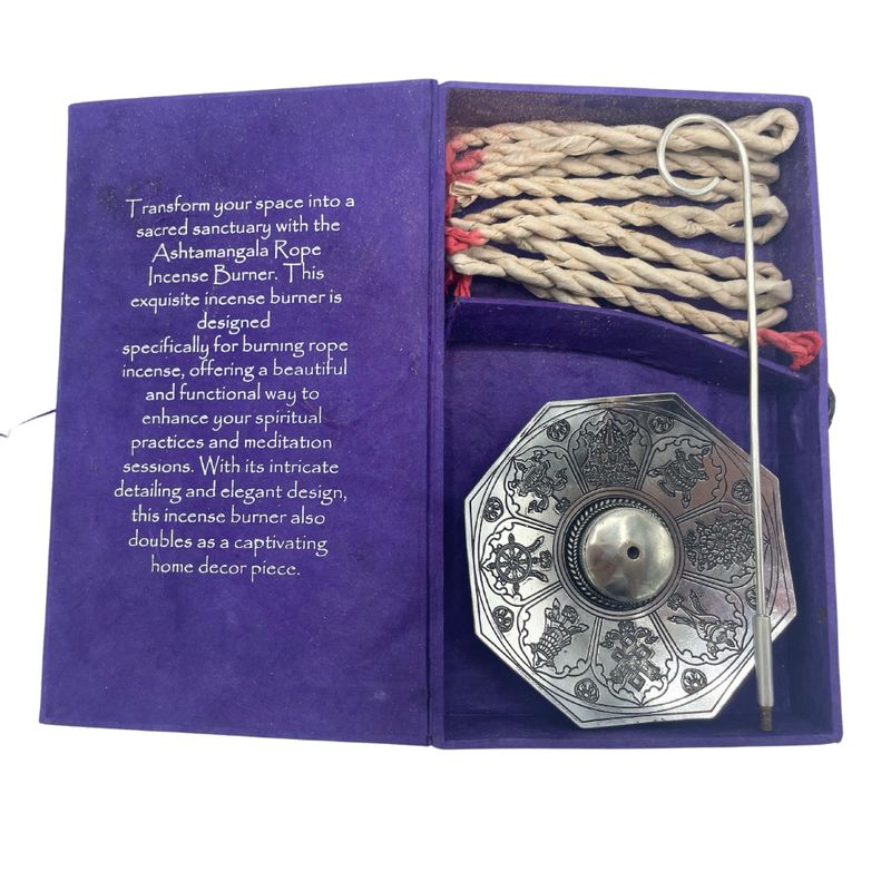 Set d'Encens en Corde & Porte-Encens en Métal Argenté - Astamangal