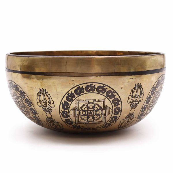 Bol Gravé de Guérison Tibétain - 21cm - 5 Bouddhas
