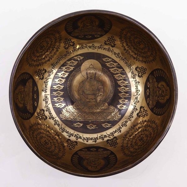 Bol Gravé de Guérison Tibétain - 21cm - 5 Bouddhas