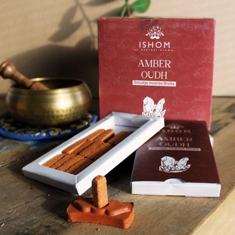 Pack de 15 Briques d'Encens Naturel & Brûleur- Bois d'Ambre