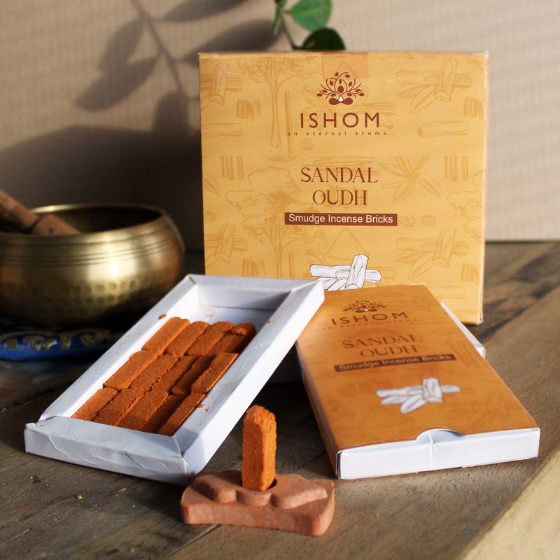 Pack de 15 Briques d'Encens Naturel & Brûleur -Bois de Santal
