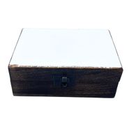Boîte Moyenne en Bois Recouverte de Céramique - 15x10x6cm - Blanc
