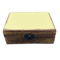 Boîte Moyenne en Bois Recouverte de Céramique - 15x10x6cm - Jaune