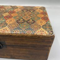 Grande Boîte en Bois Recouverte de Céramique - 20x15x7,5 cm - Motif traditionnel