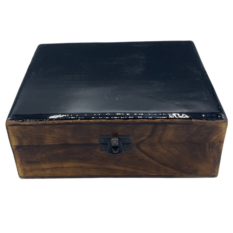 Grande Boîte en Bois Recouverte de Céramique - 20x15x7,5cm - Noir