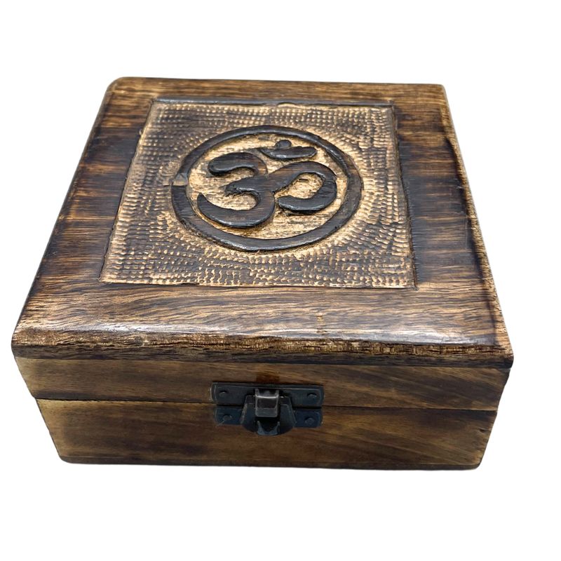Boîte à Souvenirs Carrée en Bois 13x13x6cm - Om
