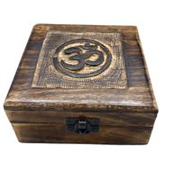 Boîte à Souvenirs Carrée en Bois 13x13x6cm - Om