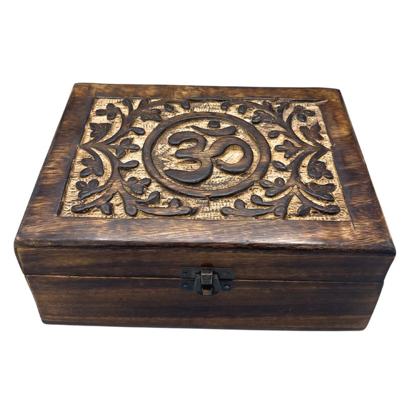 Grande Boîte à Souvenirs en Bois 20x15x7.5cm - Om