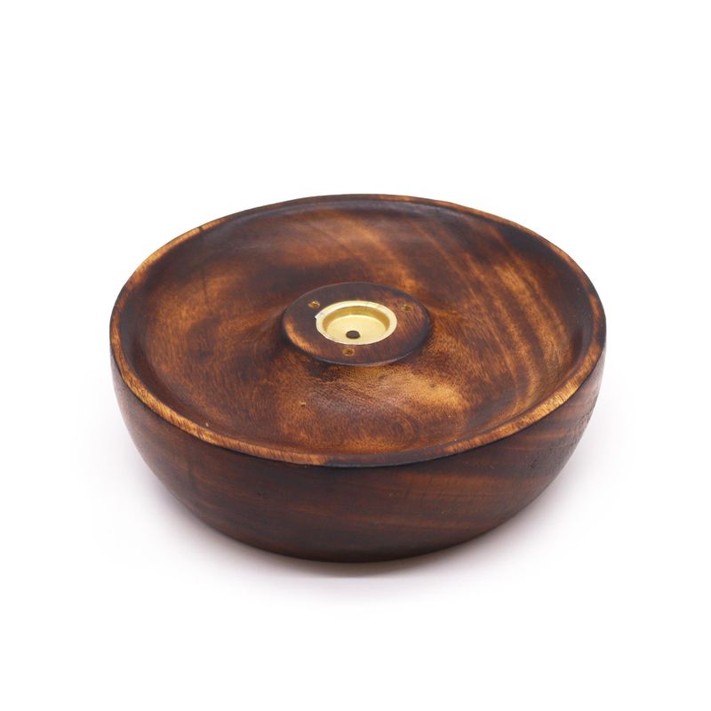 Support de Bâtonnets d'Encens en Bois de Manguier Sculpté avec Finition Brûlée
