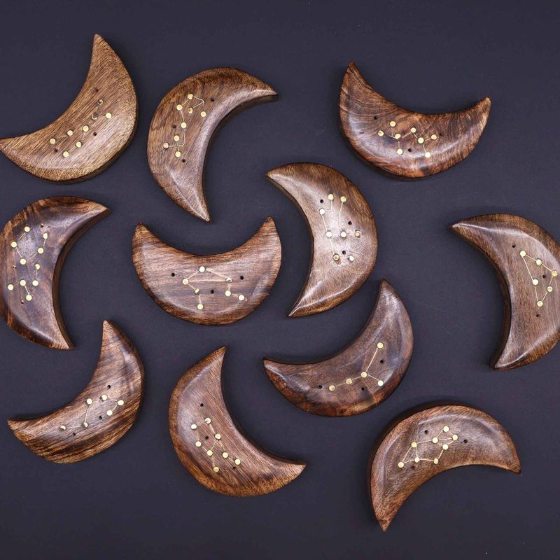 Set de Brûleurs d'Encens Gravés et en Laiton - Lune