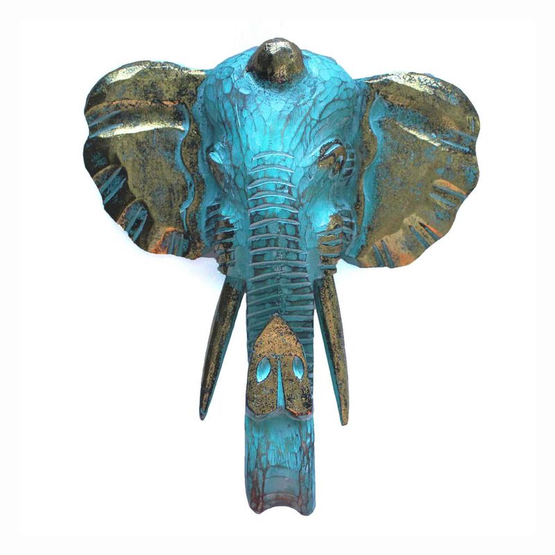 Grande Tête d'Eléphant - Or & Turquoise