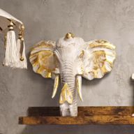 Grande Tête d'Eléphant - Or & Blanc