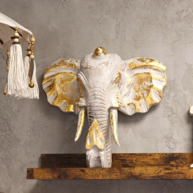 Grande Tête d'Eléphant - Or & Blanc
