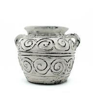 Vase en Argile Grecque avec Poignées - Crème 15cm