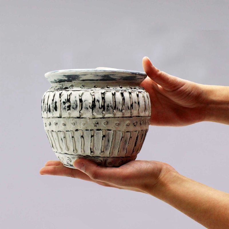 Vase en Argile Grecque - Crème 12cm