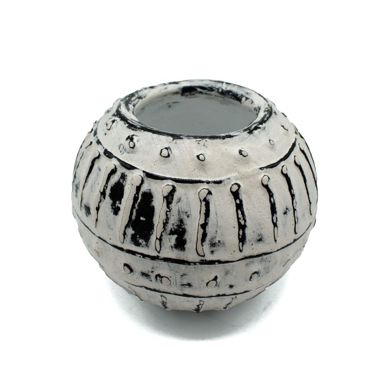 Vase en Terre Cuite à Bulles Grecques - Crème 10cm