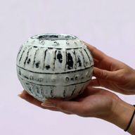 Vase en Terre Cuite à Bulles Grecques - Crème 10cm