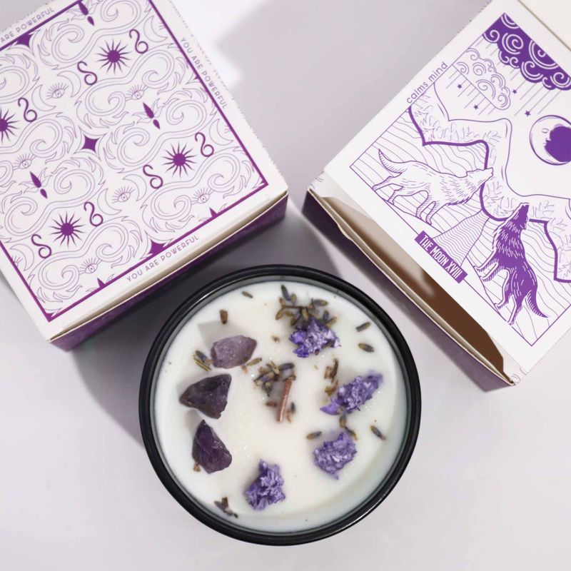 Bougie Magique en Cristal avec Fleurs et Gemmes de Hop Hare - La Lune