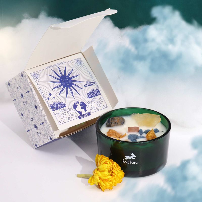 Bougie Magique en Cristal avec Fleurs et Gemmes de Hop Hare - Le Soleil