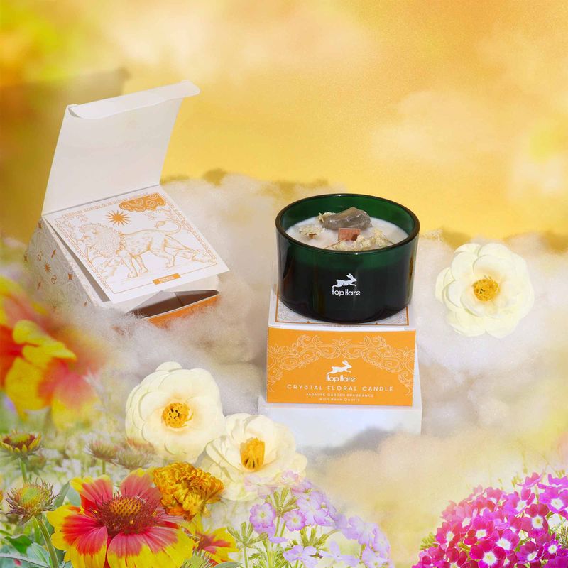 Bougie Magique en Cristal avec Fleurs et Gemmes de Hop Hare - Le Lion